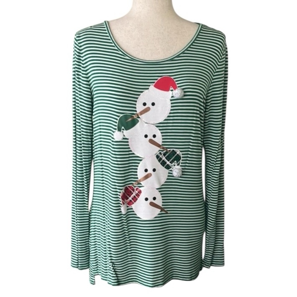 Vintage Rebecca Malone Women’s Snowman Christmas Long Sleeve Top